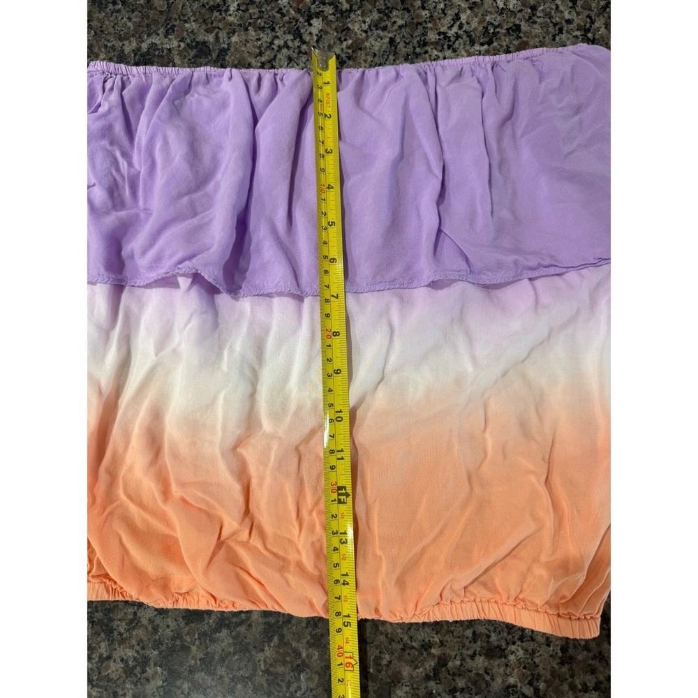 Black Poppy Ombre Ruffle Tube Top Purple Orange Strapless Crop Medium - Picture 6 of 6